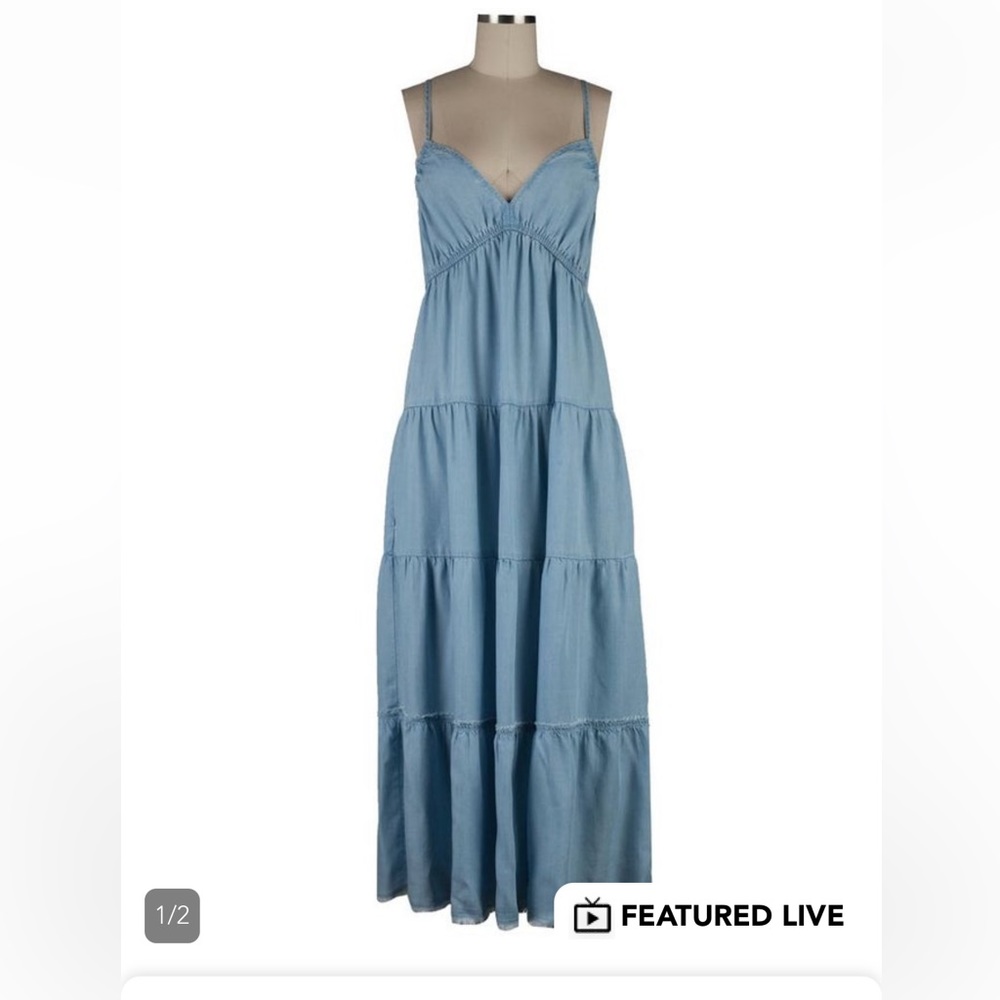 Tiered Denim Maxi Dress